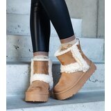 Gemre Dark beige eco-suede platform snow boots adorned with fur Peters | Shoptok.si