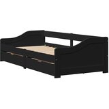 vidaXL Dnevna postelja z 2 predaloma brez vzmetnice IRUN črne 90x200cm, (21609223) | Shoptok.si