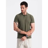 Ombre Men's BASIC single-color pique knit polo shirt - dark olive green Cijene