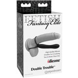 Pipedream Fetish Double Trouble - prsten za testise i penis s analnim dildom (crni) | shoptok.hr