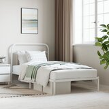 vidaXL Kovinski posteljni okvir z vzglavjem bel 107x203 cm Cene