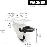 Wagner Kolo za pohištvo serije 3C, širina kolesa 12 mm, DE 10 kosov, Ø 25 mm, vrtljivo kolo z zavoro | Shoptok.si