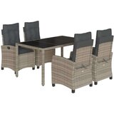 vidaXL Vrtna jedilna garnitura 5-delna z blazinami siv poli ratan | Shoptok.si