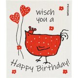 OWOSCHFETZN Spužvasta krpa &quot;Henne Berta - Happy Birthday&quot; - Crvena cijene