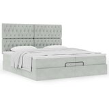 vidaXL Otomanski posteljni okvir z vzmetnicami siv 200x200cm žamet | Shoptok.si