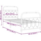  Metalni okvir kreveta uzglavlje i podnožje crni 80x200 cm | shoptok.hr