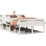 vidaXL Posteljni okvir brez vzmetnice bela 135x190 cm trdna borovina | Shoptok.si