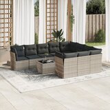 vidaXL 11-dijelni set vrtnih sofa poliratan s jastucima svijetlosivi Cijene