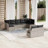 Maison Chic Seti vrtnega pohištva - Vrtna garnitura - Vrtni pohištvo set 9-delna z blazinami sv. siv poli ratan, (21805172) | Shoptok.si