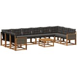 vidaXL Zunanja garnitura za sedenje z blazino 11 pcs Naravna in črna, (5000282147) | Shoptok.si