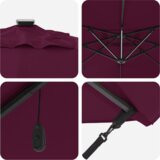  Senčnik Bordo rdeča 286 x 285 x 270 cm Aluminij, (5000045662) | Shoptok.si