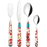  24-delni set jedilnega pribora "Flower & Lemon" - Clear red