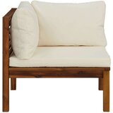 vidaXL Modularna kutna sofa s krem bijelim jastucima bagremovo drvo | shoptok.hr