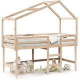 Maison Chic Postelja za odrasle - Posteljni Okvir z lestvijo in streho 90x200 cm borovina, (22082507) | Shoptok.si