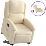 Maison Chic Električni naslanjač - Relax naslanjač s funkcijo vstajanja krem blago, (22062250) | Shoptok.si