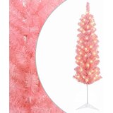  Umjetno vitko božićno drvce 150 cm 150 LED lampica Topla bijela - 150 cm s LED svjetlima | shoptok.hr