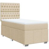 vidaXL Box spring postelja z vzmetnico krem 90x200 cm blago | Shoptok.si