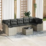 vidaXL set za vrtne sofe od 8 dijelova s jastucima svjetlosiva poli ratan, 2-sjedalna vrtna sofa s jastucima svjetlosiva poli ratan Cijene