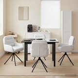 vidaXL Vrtilne jedilne stole 4 pcs Umetno usnje Bela 59 x 59,5 x 90 cm | Shoptok.si