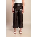 Fenzy Plus Size Usnjene 7/8 Hlače, Rjave | Shoptok.si