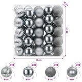  Set božićnih kuglica 75 kom. Siva 6 cm Polistiren - Siva | shoptok.hr