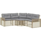  Vrtna sofa L-oblika sa jastucima i tabureom bež od poliratana | shoptok.hr