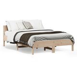 vidaXL Posteljni okvir z vzglavjem 135x190 cm trdna borovina Cene