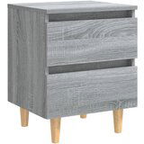 vidaXL Nočna omarica z lesenimi nogami siva sonoma 40x35x50 cm, (20624148) | Shoptok.si