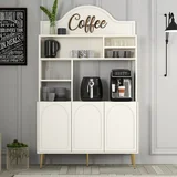 komoda lyon 120 - cream, gold creamgold coffee bar cabinet