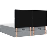 vidaXL Otomanski posteljni okvir z vzmetnicami siv 200x200 cm blago | Shoptok.si