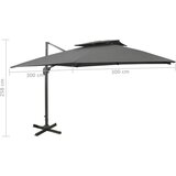  Konzolni vrtni suncobran s dvostrukim vrhom 300x300 cm antracit | shoptok.hr