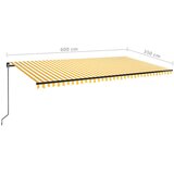 Tenda na ručno uvlačenje s LED svjetlima 600x350 cm žuto-bijela | shoptok.hr