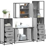 vidaXL 4-dijelni set kupaonskog namještaja siva boja hrasta drveni | shoptok.hr