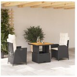 vidaXL 3-dijelni vrtni blagovaonski set s jastucima od poliratana crni | shoptok.hr