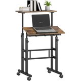 HOMCOM Pisalna miza MDF, kovina 60D x 60Š x 120V cm rustikalno rjava, (5000243002) | Shoptok.si