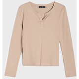 Sinsay Pamučna majica dugih rukava s Henley izrezom | shoptok.hr