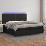 Maison Chic Box spring postelja - Vzmetna postelja z vzmetnico LED črna 200x200cm umetno usnje SL22124, (21890286) | Shoptok.si