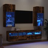  5-dijelni zidni TV elementi s LED svjetlima boja hrasta drveni | shoptok.hr