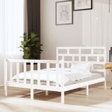 Maison Chic Posteljni okvir - Dvoposteljna postelja - Zakonska postelja bel iz trdne borovine 135x190 cm-J10005, (21764666) | Shoptok.si