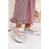 Boto Ladies Sneakers On A Platform With Golden Decorations Beige Fiorina | Shoptok.si