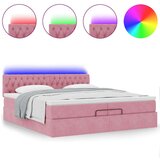  Otomanski posteljni okvir z vzmetnicami roza 200x200cm žamet, (22053216) | Shoptok.si
