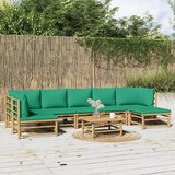  8-dijelna vrtna garnitura od bambusa sa zelenim jastucima | shoptok.hr