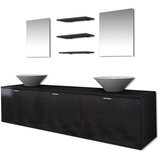  10-dijelni set kupaonskog namještaja, umivaonika i slavine crni | shoptok.hr