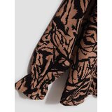 Marisse Patterned V-Neck Shirt In Dark Beige | shoptok.hr