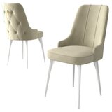 Hanah home set trpezarijskih stolica Enoa 4 kom, krem tkanina Babyface, bele drvene noge | Eponuda.com