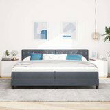 vidaXL Box Spring Postelja z Blazino Temno Siva 200x200 cm Žamet | Shoptok.si