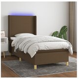  Box spring postelja z vzmetnico LED temno rjava 80x200 cm blago | Shoptok.si