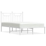 Maison Chic Kovinski Posteljni okvir - Dvoposteljna postelja - Zakonska postelja z vzglavjem bel 120x200 cm, (21693130) | Shoptok.si