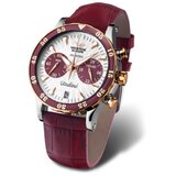 Ženski vostok europe lady line undine chronograph belo crveni sportski sat sa crvenim gumenim i 2 crvena kožna kaiša ( vk64/515e567k )