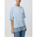 Reserved Majica kratkih rukava s čipkom - bljedoplavo | shoptok.hr